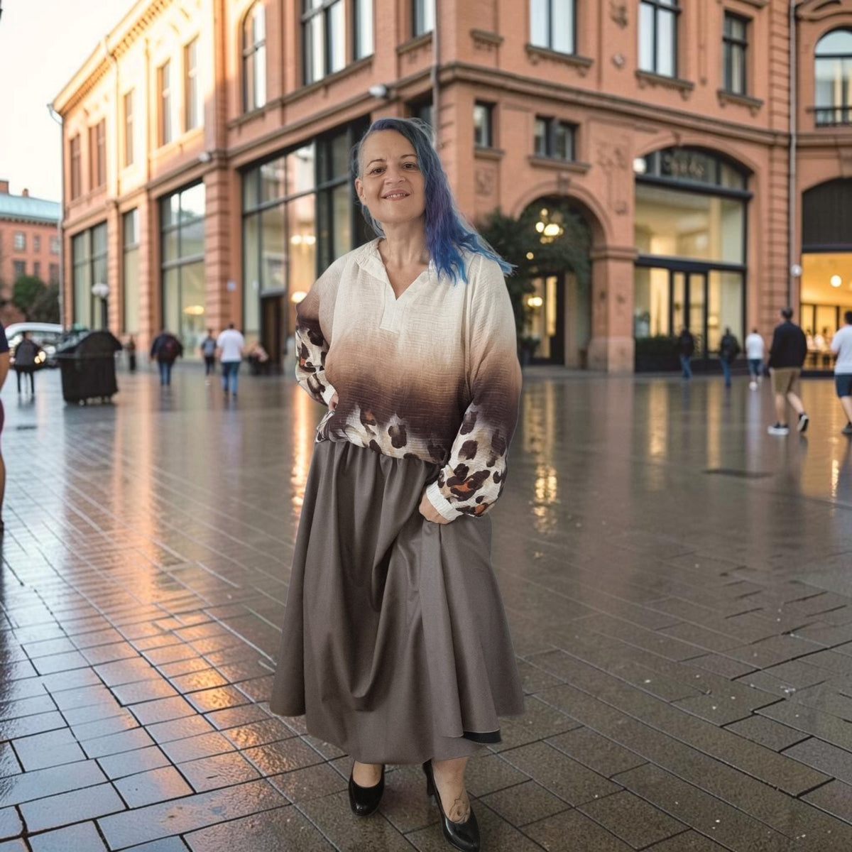 Lässiger Kunstlederrock mit Taschen