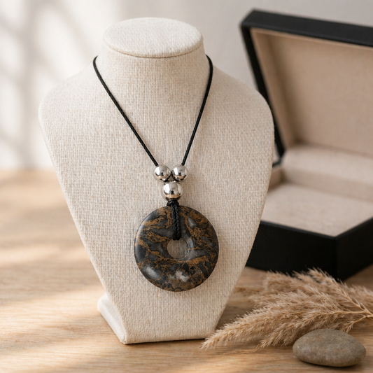 Kette mit Picasso Jaspis Donut 4cm
