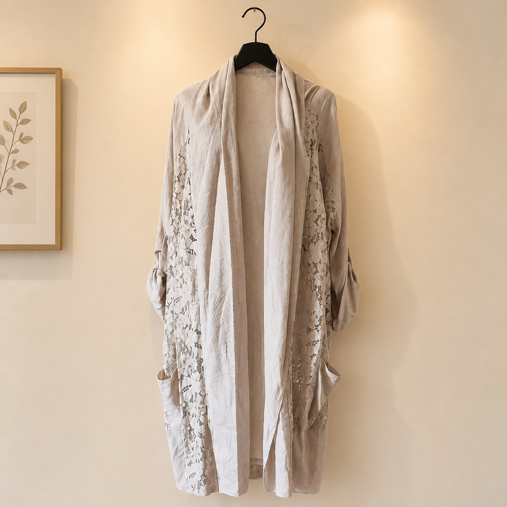 Cardigan aus Leinen mit Spitze