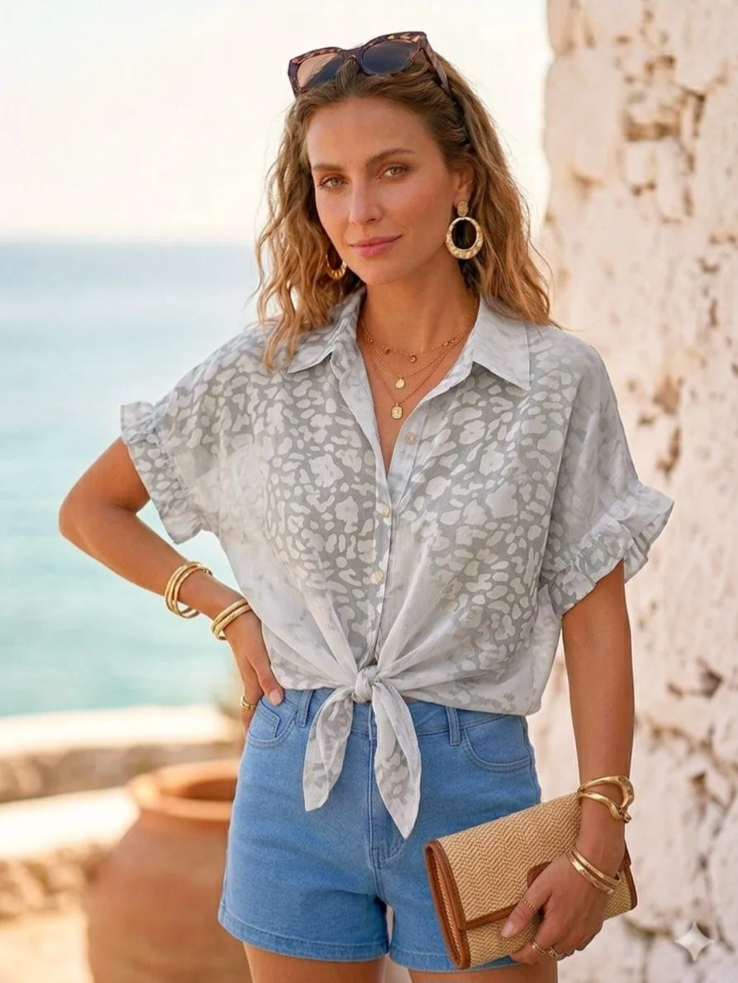 Leichte Bluse mir Leo Print