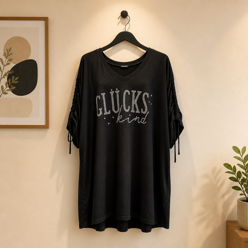 Shirt Glückskind mit Ärmel Raffung