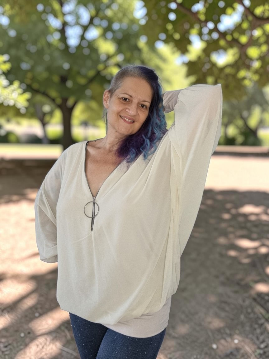 Oversize Bluse mit Zipp