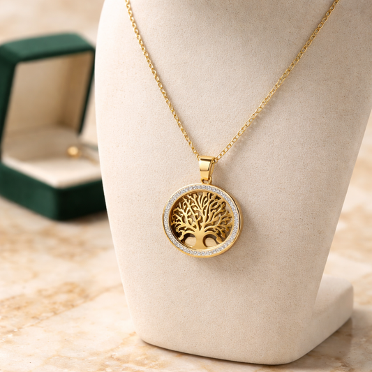 Edelstahl Halskette Tree of Life sparkle