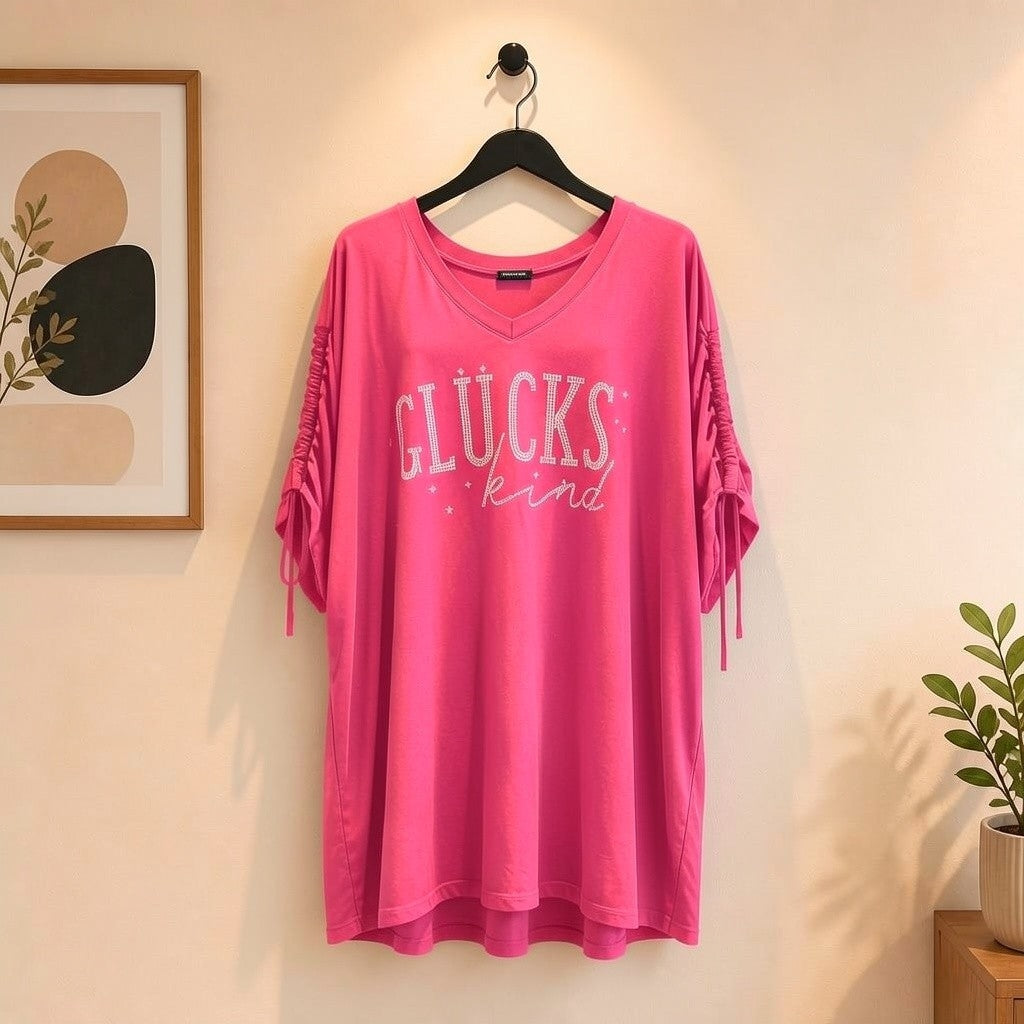 Shirt Glückskind mit Ärmel Raffung