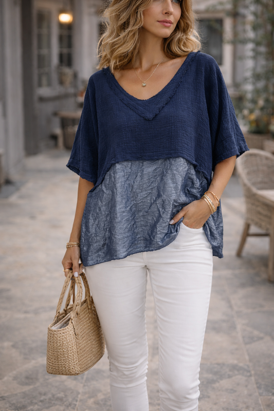 Musselin Shirt mit Satinviskose