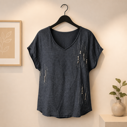 Lässiges Shirt Strass und Nieten