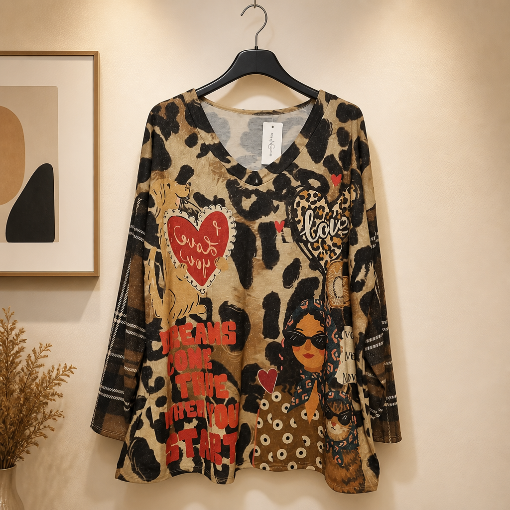 Lurex Shirt mit Statement-Print