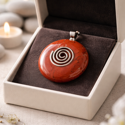 Roter Jaspis Donut mit Halter
