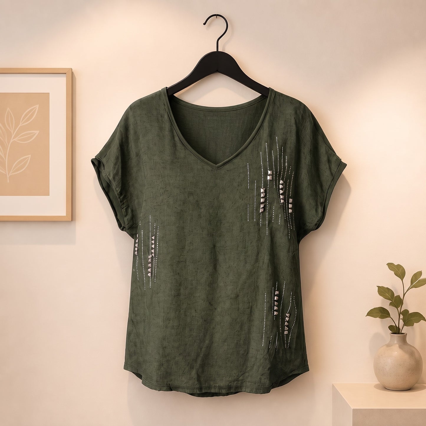 Lässiges Shirt Strass und Nieten