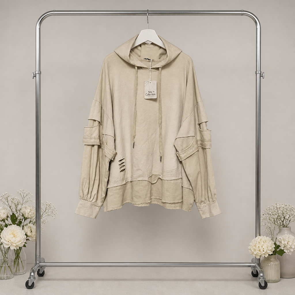 Stonewashed Hoodie mit Cutouts