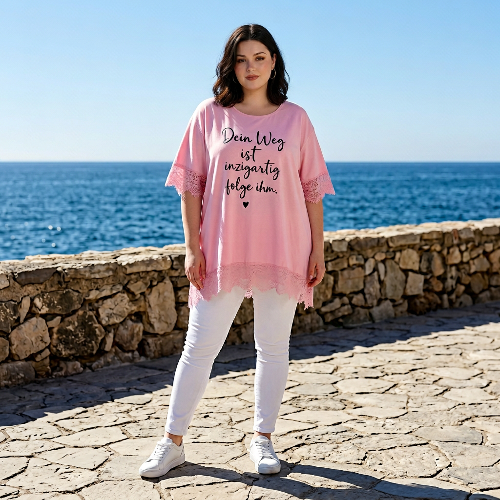 Shirt mit Spitze "Dein Weg..."