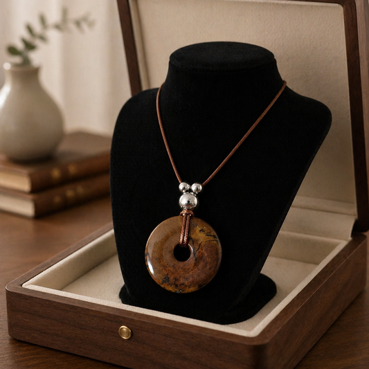 Kette mit Landschaftsjaspis Donut 3,5cm
