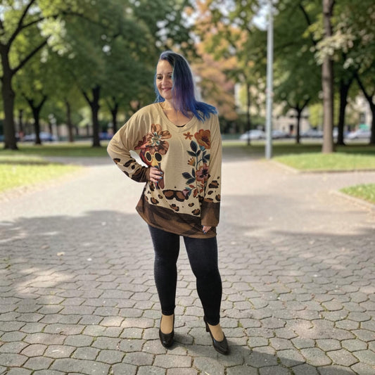 Lurex Shirt mit Statement-Print