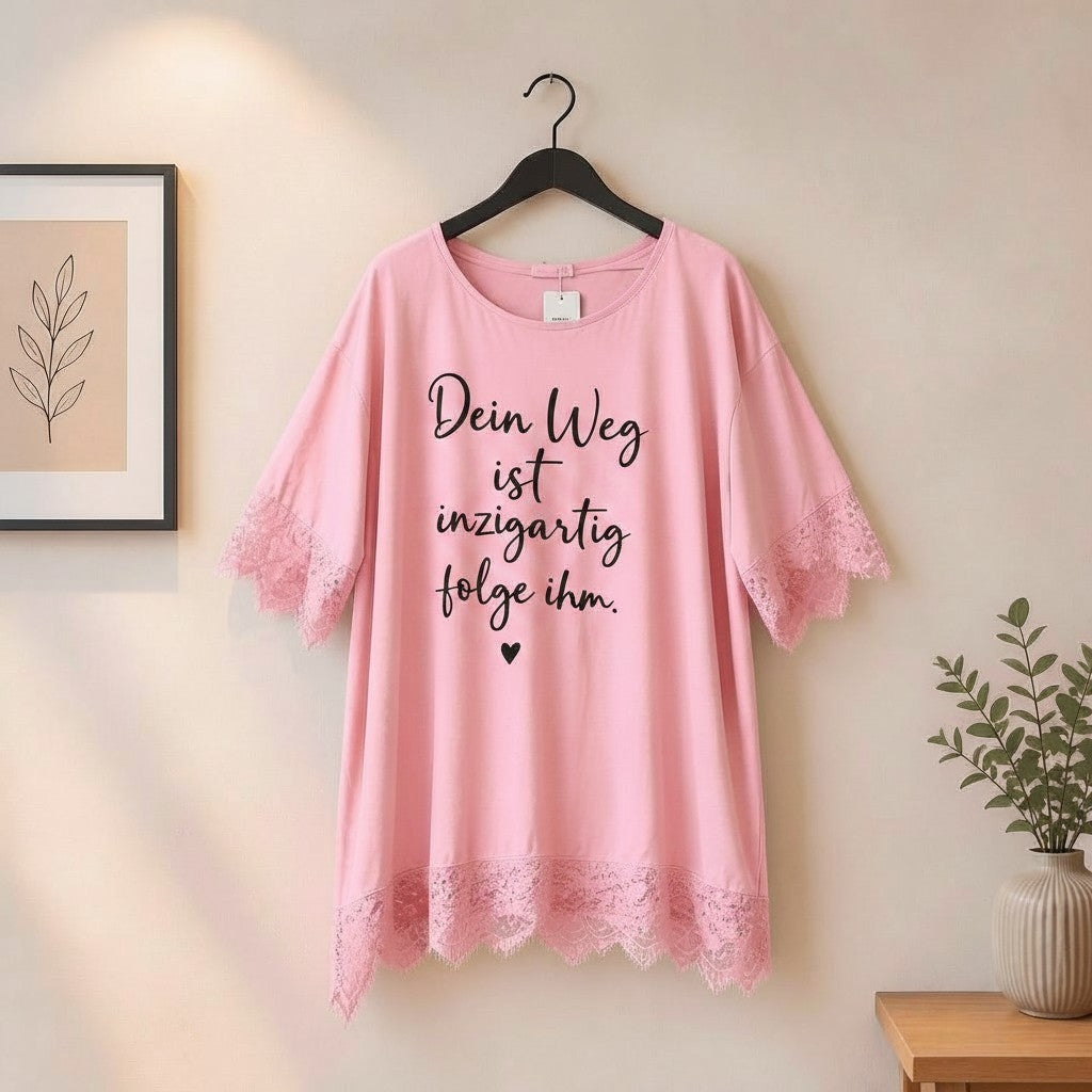 Shirt mit Spitze "Dein Weg..."
