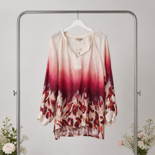 Bluse mit Farbverlauf und Leo-Print