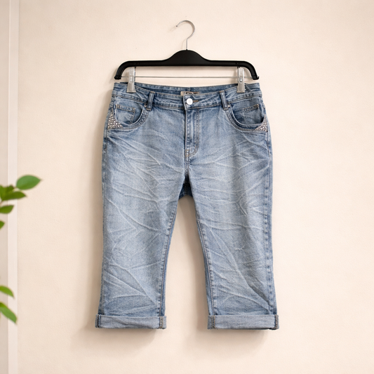 Capri Jeans mit Glitzer Detail