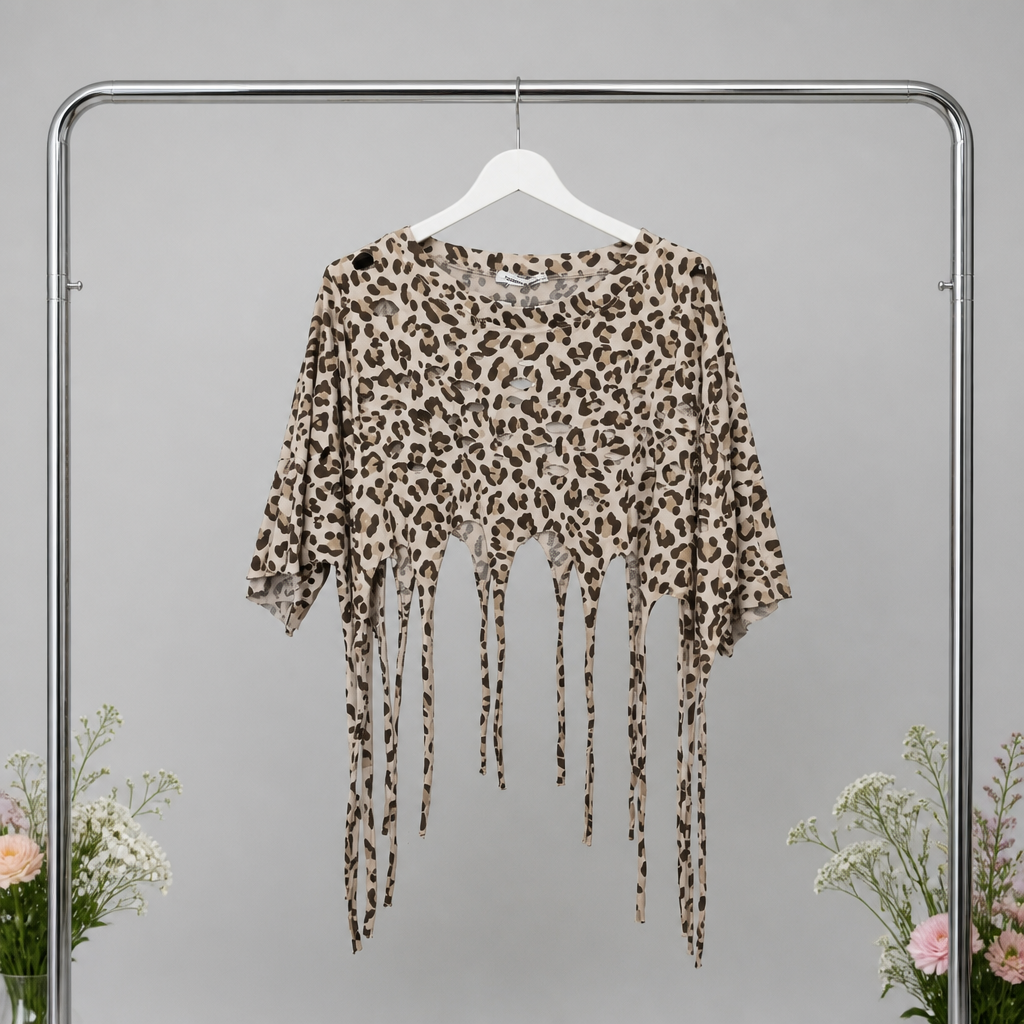 Leo Crop-Top mit Fransen und Cutouts
