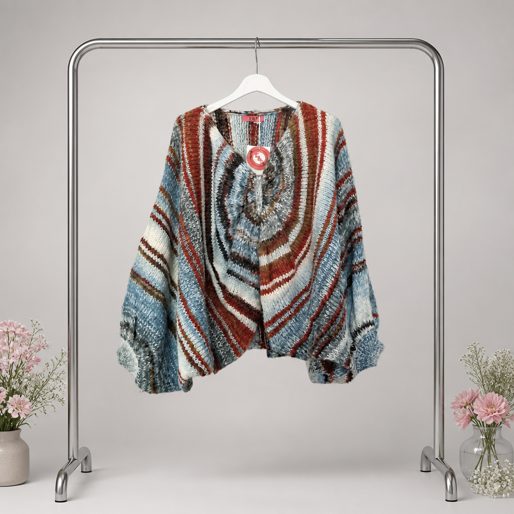 Strickpulli gestreift mit Raffung