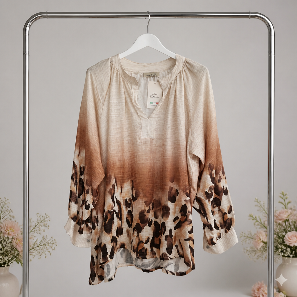 Bluse mit Farbverlauf und Leo-Print
