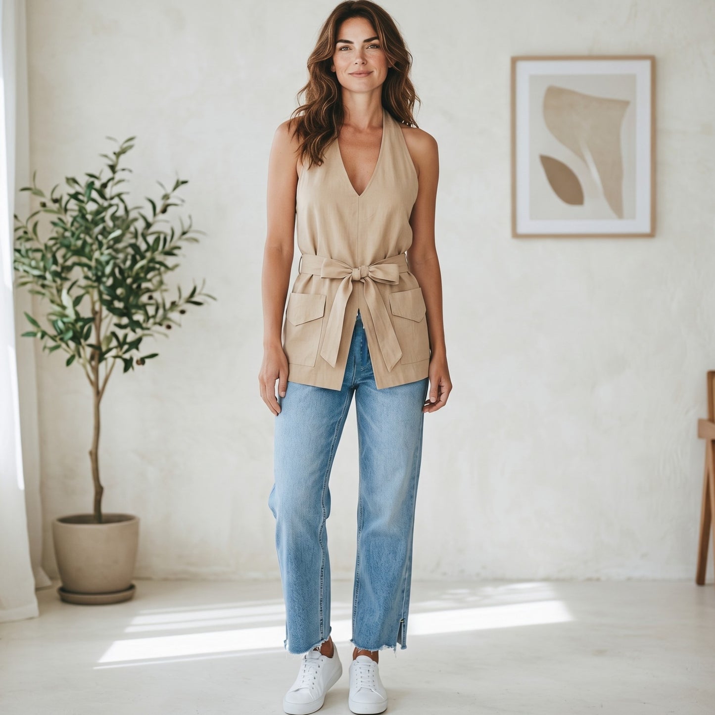 Neckholder Top mit Bindegürtel